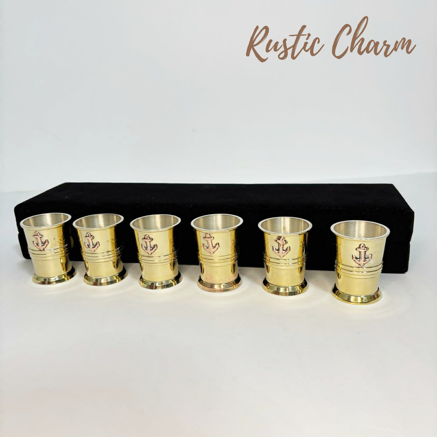 Black Velvet Brass Shot Glass Set of 6