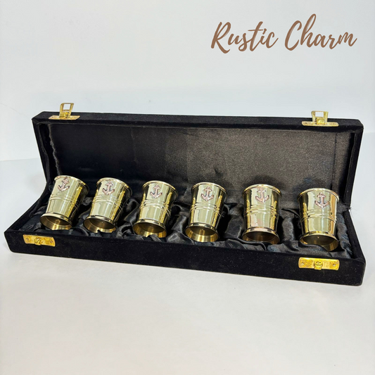 Black Velvet Brass Shot Glass Set of 6