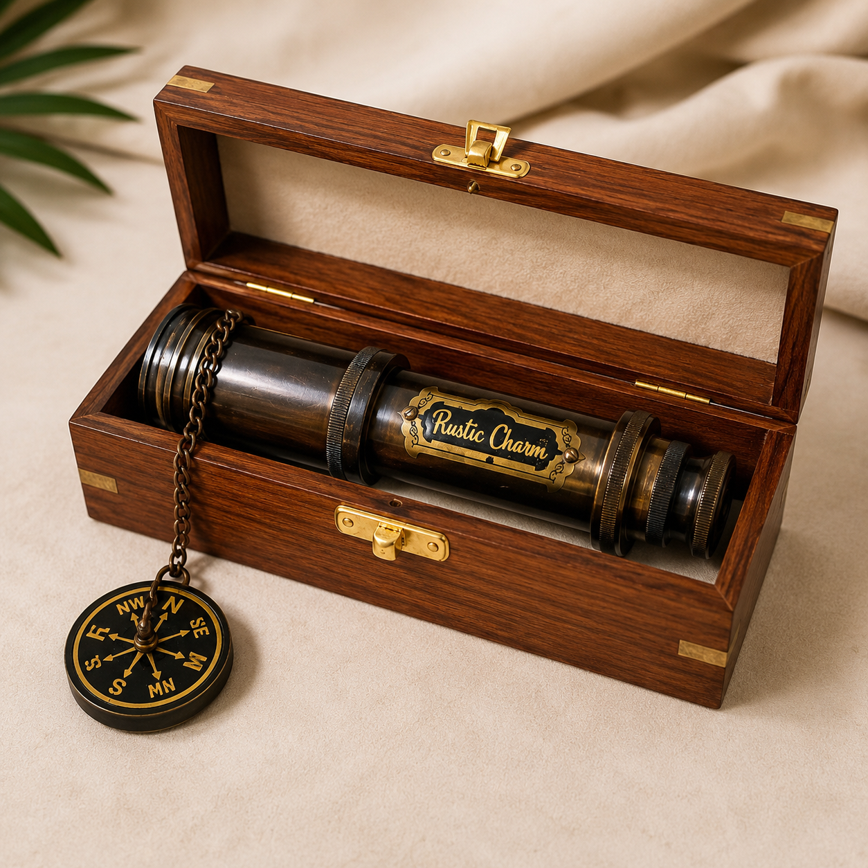 Wooden Box Telescope – Rustic Charm UAE Souvenir