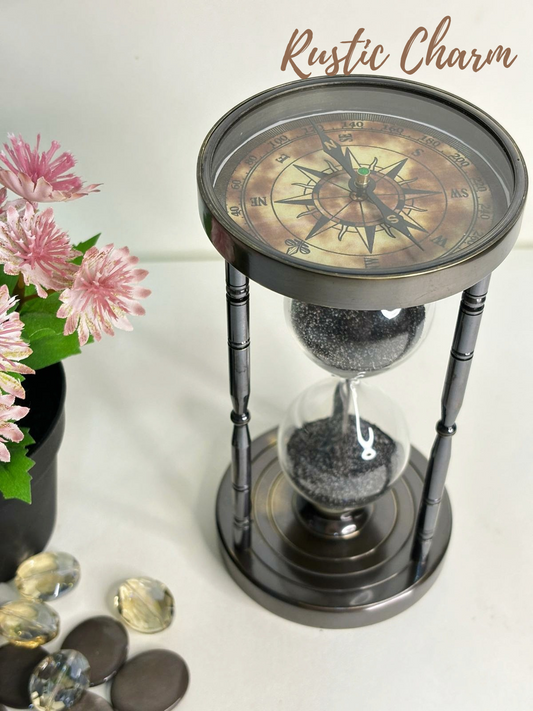 Brass Sand Timer with Compass