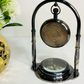 Brass Desk Hanging Table Clock with Maritime Vintage Brass Compass
