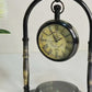 Brass Desk Hanging Table Clock with Maritime Vintage Brass Compass