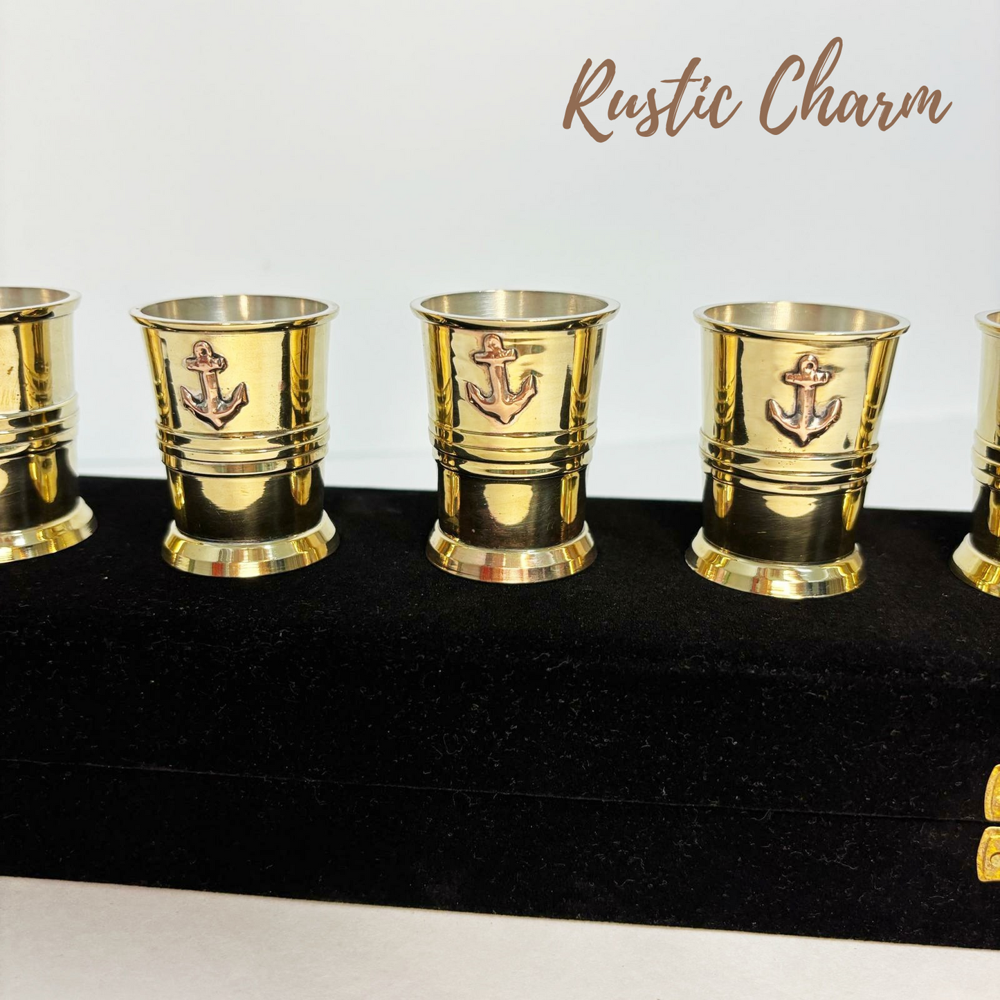 Black Velvet Brass Shot Glass Set of 6